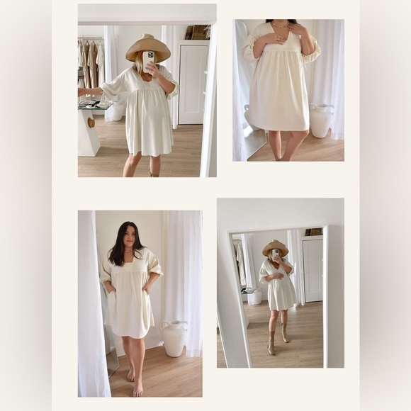 NWT harly jae Paysanne Mini Dress white linen large L XL - Picture 8 of 9